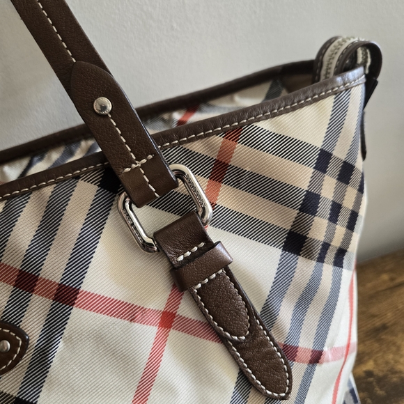 Burberry Checkered Tote in Black and Cream - Picture 8 of 13